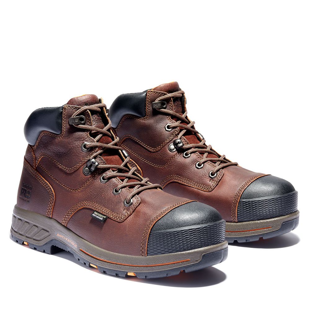 Timberland Μποτακια Εργασίας Ανδρικα Καφε/Μαυρα - Pro® Helix Hd 6\" Met Guard Comp Toe - Greece 34628